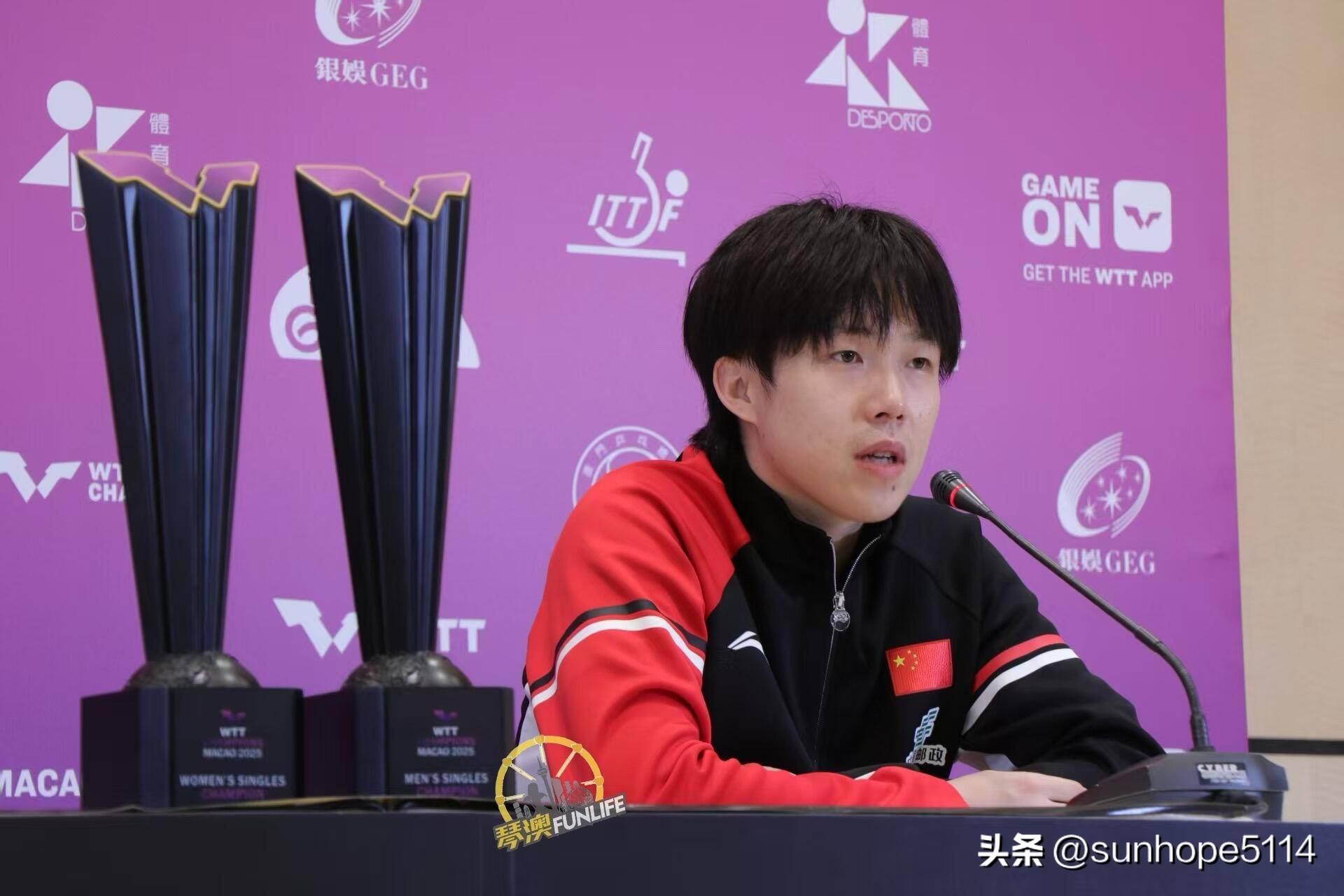 孙颖莎王楚钦澳门冠军赛发布会！配合越来越默契！